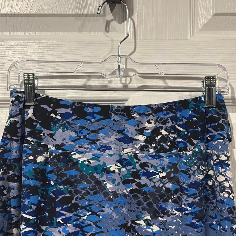 Robert Louis Multitone Blue Abstract A-Line Skirt - Picture 5 of 10